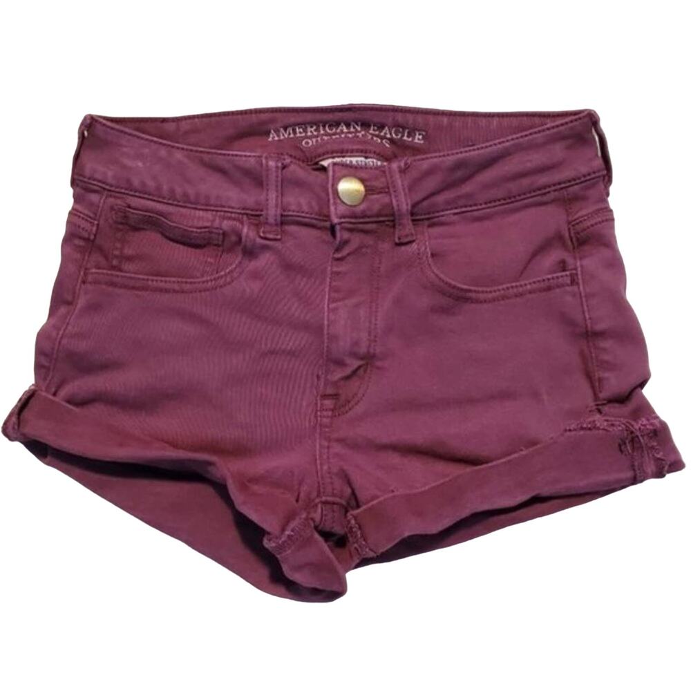 AMERICAN EAGLE PLUM HI-RISE SHORTS SZ 2